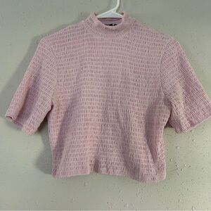 Express Pink Pastel Mockneck Crop Top Stretch Casual Barbie Barbiecore Large